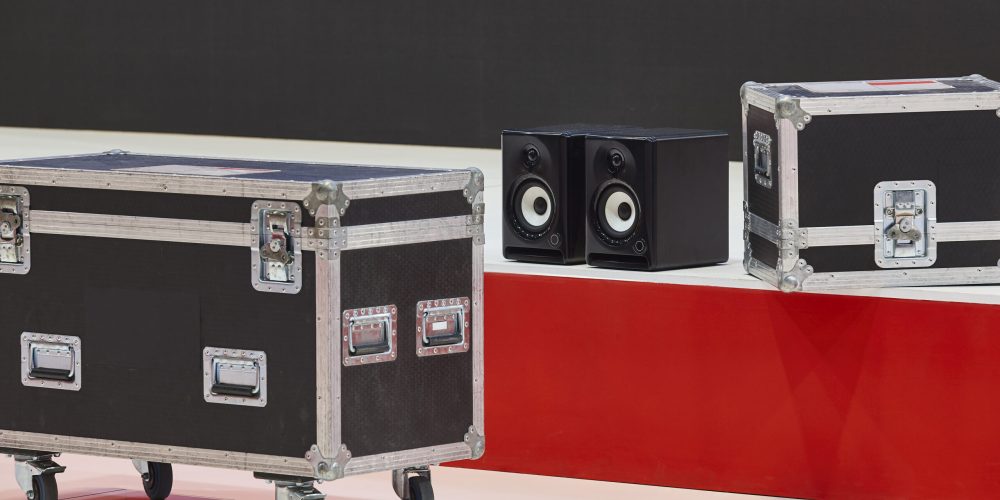 Rugged transportation cases for audio video lighting equipment. Studio set